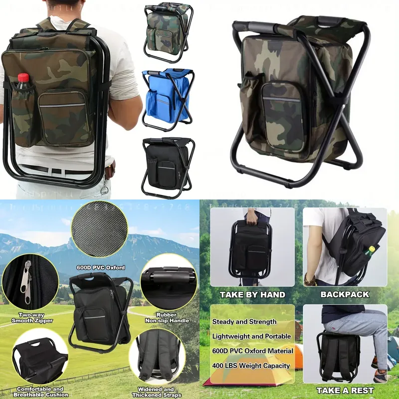 Folding Chair - 2-in-1 Portable Folding Fishing Backpack Chair