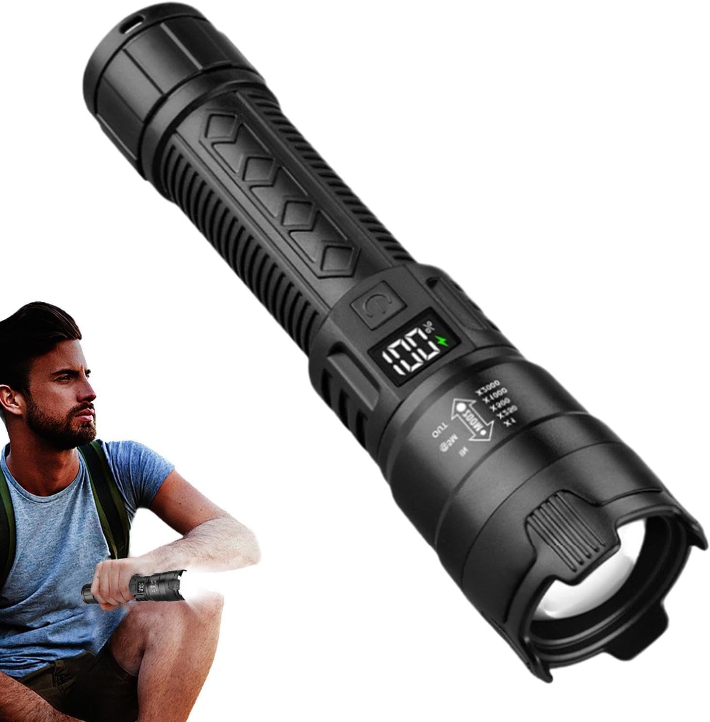 Outdoor Camping Light Portable - Tactical LED Flashlight 2000LM USB Rechargeable
