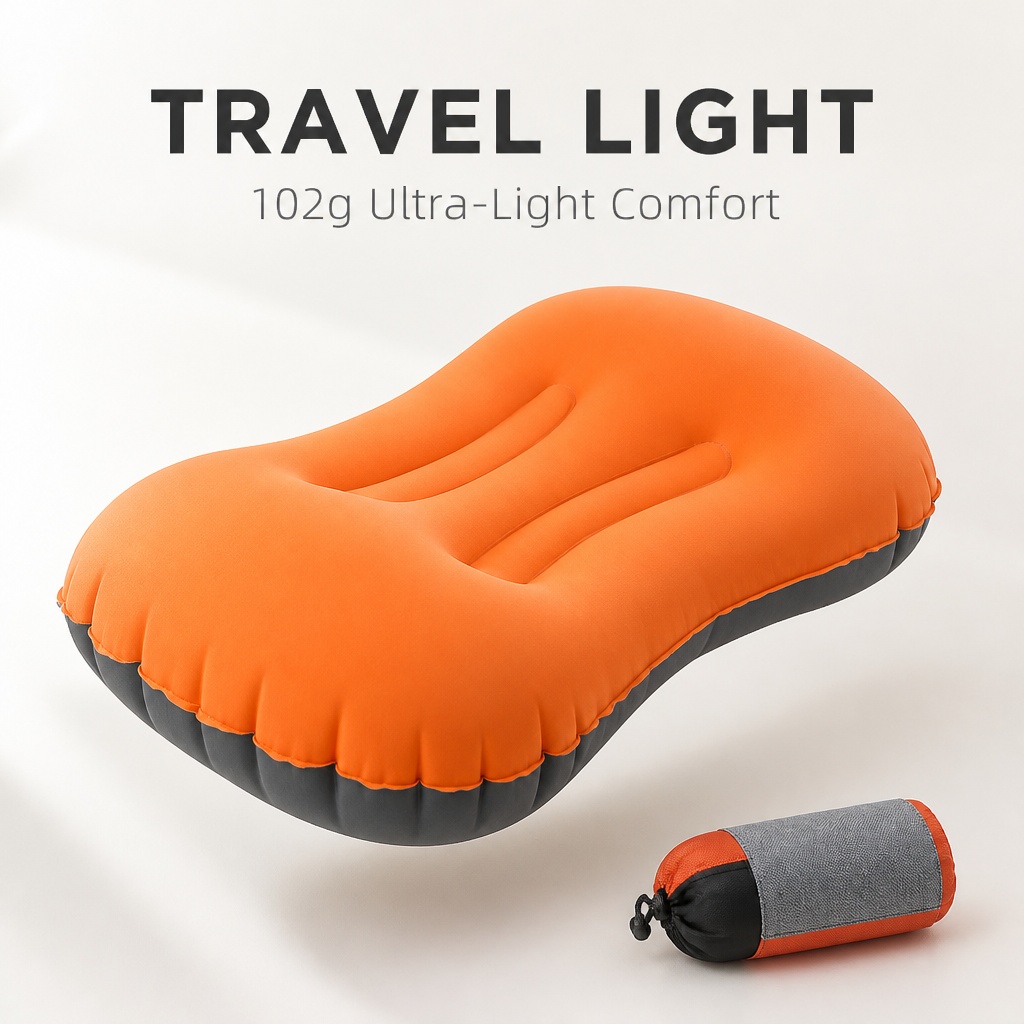 Camp Pillow Compressible - Portable Inflatable Travel Pillow Lightweight TPU