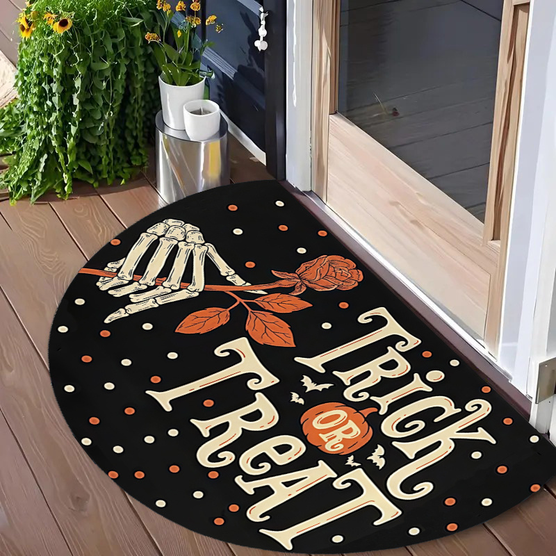 Camping Outdoor Or Indoor - Trick Or Treat Halloween Doormat Skeleton
