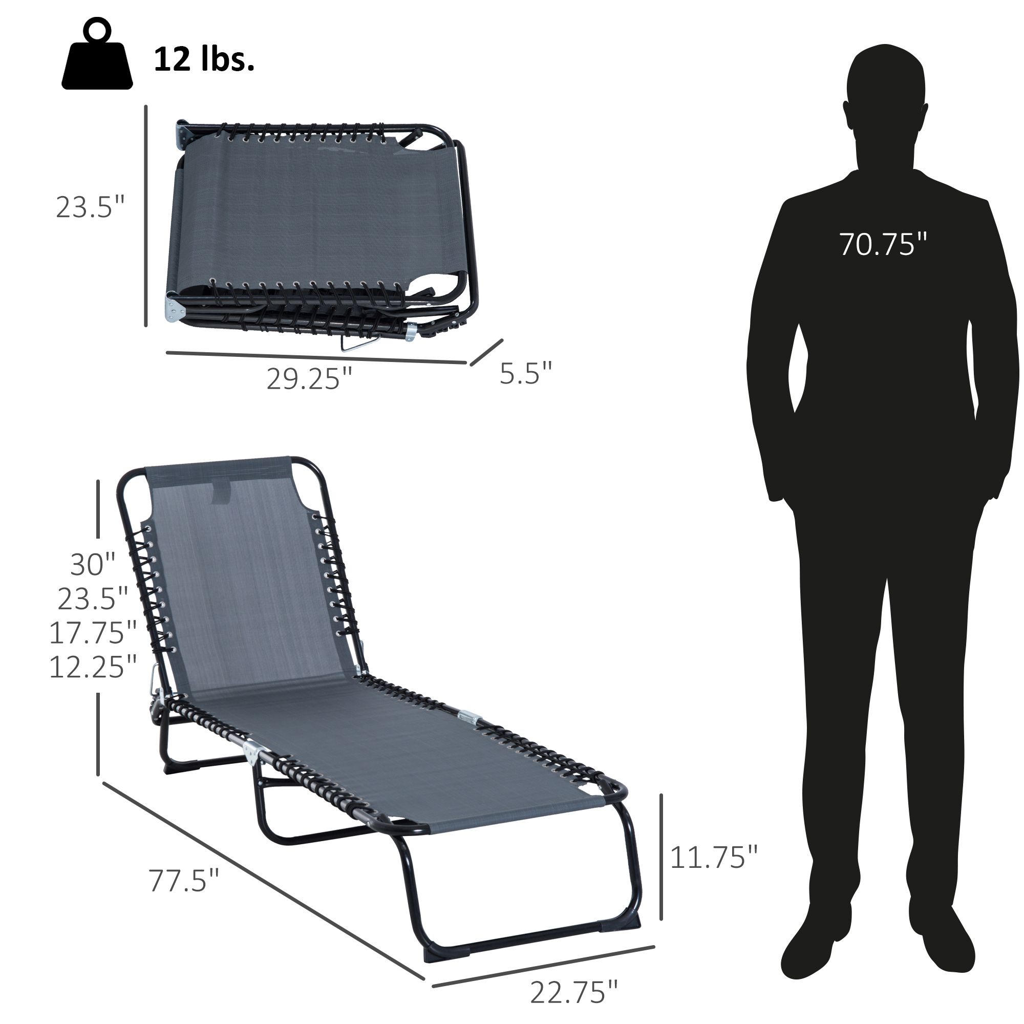 Folding Chaise Lounge Chair, 4 - огляд і ціна Folding Chair