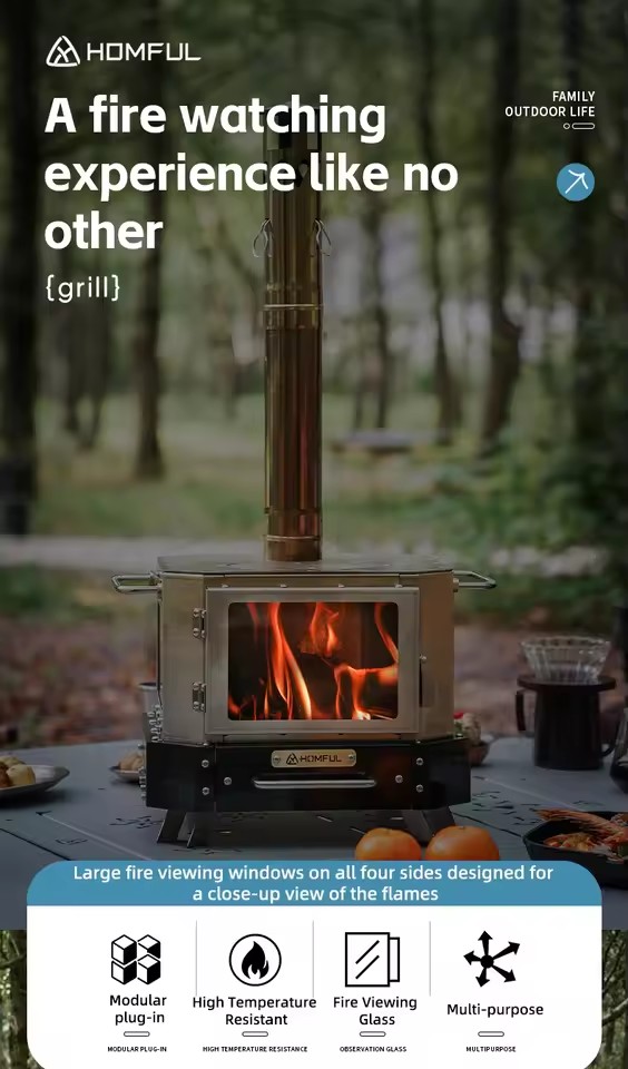 HOMFUL Portable Firewood Stove - огляд і ціна Outdoor Camping Kitchen Table