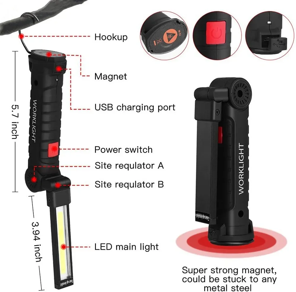 Portable COB LED Flashlight US - огляд і ціна Outdoor Camping Lighting