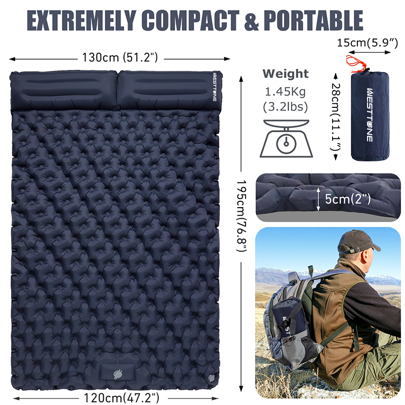 WESTTUNE Double Inflatable Mat - огляд і ціна Camp Pillow Compressible