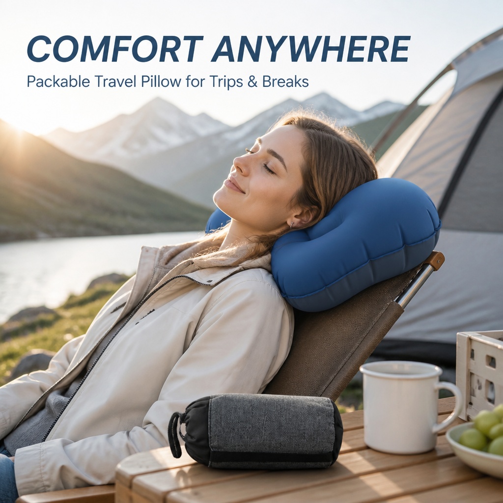 Portable Inflatable Travel Pil - огляд і ціна Camp Pillow Compressible