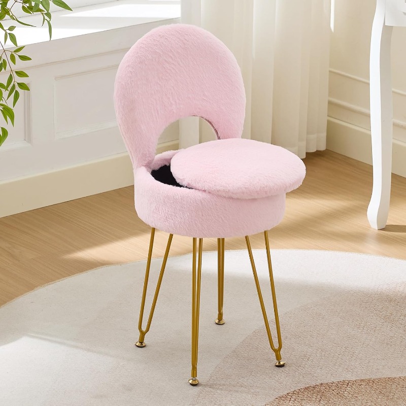 Faux Fur White Small Vanity Ch - огляд і ціна Folding Chair