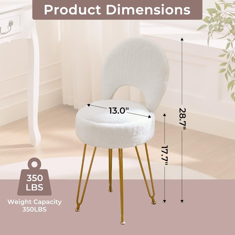Faux Fur White Small Vanity Ch - огляд і ціна Folding Chair