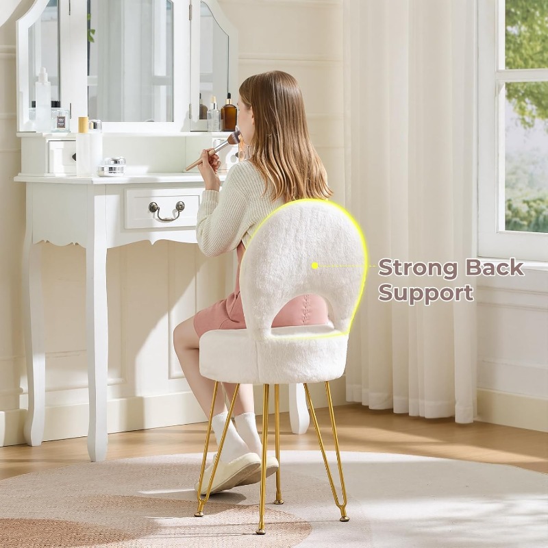 Faux Fur White Small Vanity Ch - огляд і ціна Folding Chair